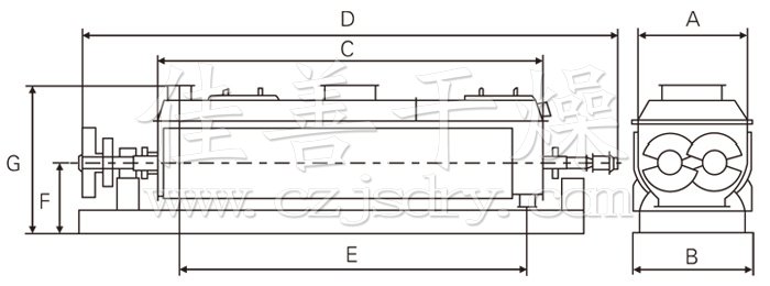 空心桨叶干燥机结构示意图 空心桨叶干燥机结构示意图